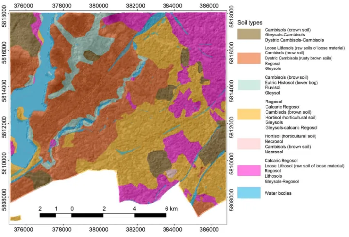 Figure 3. Digital soil map derived from DEM and OLI images. 