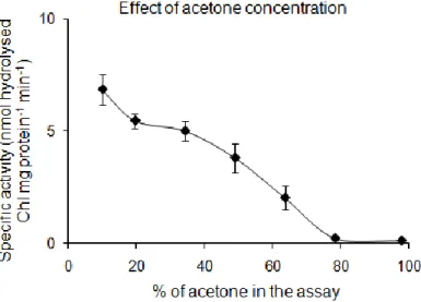 Fig.  15:  Effect  of  increased  acetone  concentrations  on  His-CcChlase  activity