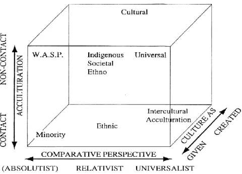 Figure 1.4. Berry’s Dimensions &amp; Perspectives in Cross-cultural Acculturation Research  Reprinted from Berry (1999:14) 