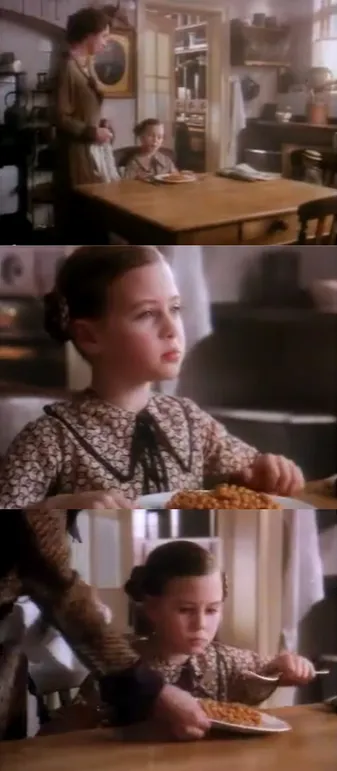 Abbildung 3   a–c: Screenshots (Dotzler) aus dem Werbespot „Heinz  Baked Beans Margaret Thatcher“.