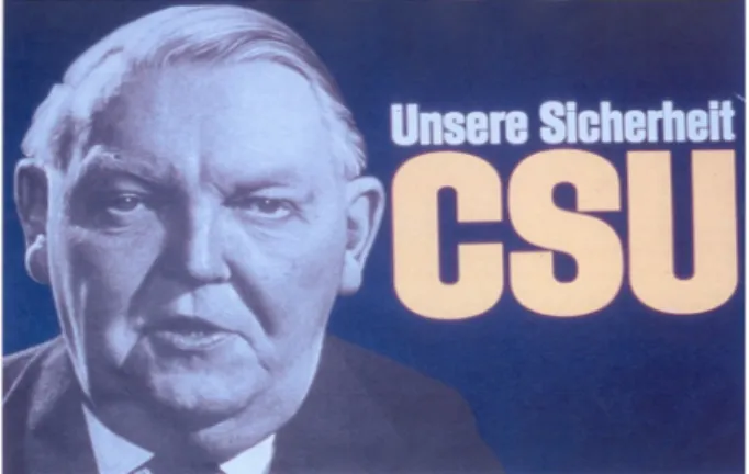 Abbildung 4: Wahlplakat der CSU für Ludwig Erhard,  1965, Querformat, versch. Größen. Quelle:  Hanns-Seidel-Stiftung, Archiv für Christlich-Soziale Politik, PL S:826.