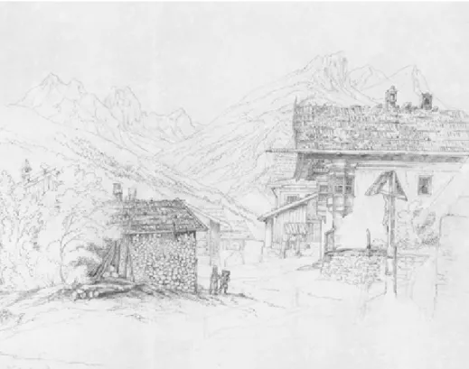 Abb. 2: Einen Blick in das Dorf, in dem geforscht wird, gewährt Alois Pfurtschellers „Dorfparthie v