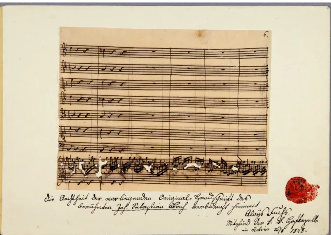 Abb. 1: Johann Sebastian Bach, Kantate „Ich habe meine Zuversicht“, autographes Fragment, S-Sfm,  Ms