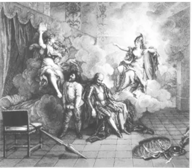 Abb. 15: C.-N. Cochin nach C. Coypel, „Don Quichotte est délivré de sa Folie par la Sagesse“,  um 1725