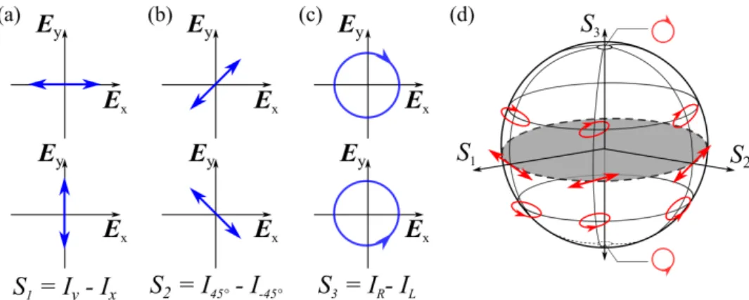Figure 12: Set of vectors describing the second (a), third (b) and fourth (c) Stokes parameter