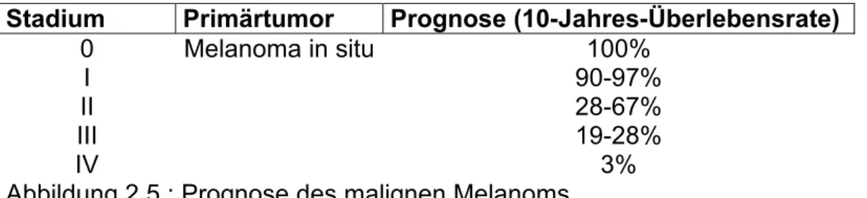 Abbildung 2.5.: Prognose des malignen Melanoms 