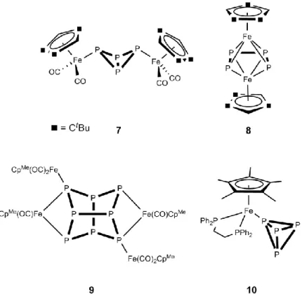 Abbildung 4: Weitere bedeutende P n -Ligandkomplexe des Eisens. 