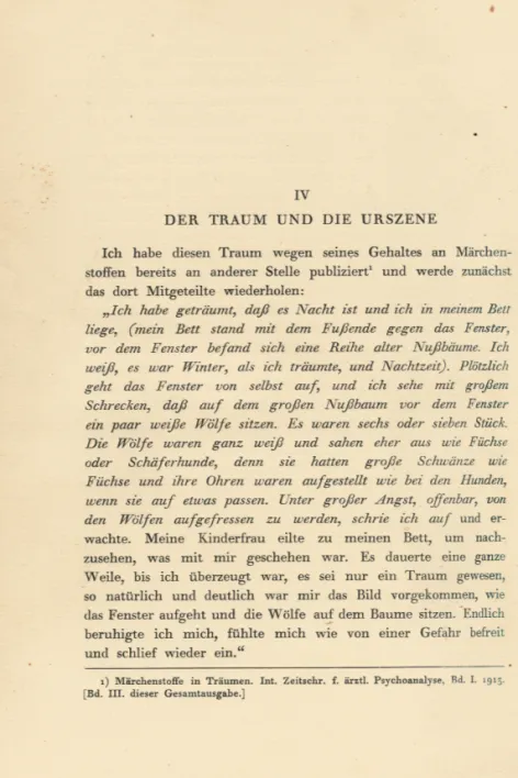 Abb. 11 Sigmund Freud: »Aus der Geschichte einer infantilen Neurose«,  in: ders.: Gesammelte Schriften, Bd