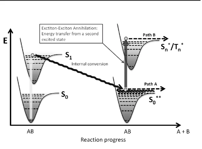 Figure  1-1.  The  “hot  molecule”  mechanism.  Internal  conversion  from  an  excited  singlet  state  gives  a  highly  vibrationally  excited  electronic  ground  state  S0**