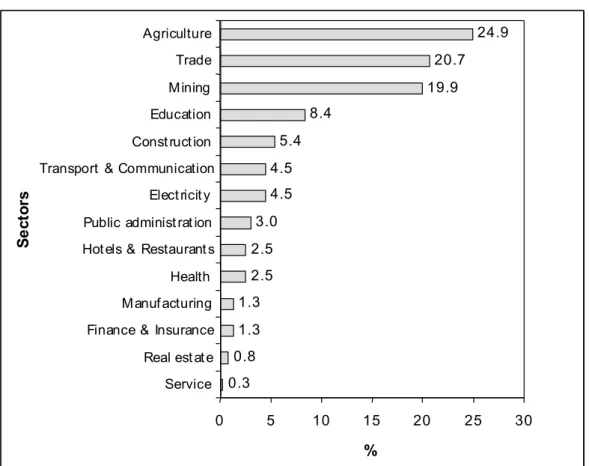 Figure 5:  Composition of the GDP in Darkhan-Uul aimag, 2000 52