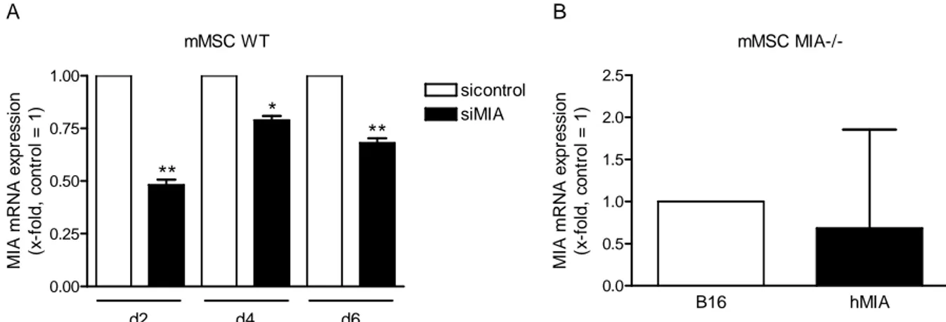 Abbildung 12: Analyse der Cyclin D2-Expression auf mRNA-Ebene mittels qRT-PCR und Proteinebene  mittels Western Blot in Abhängigkeit von MIA/CD-RAP