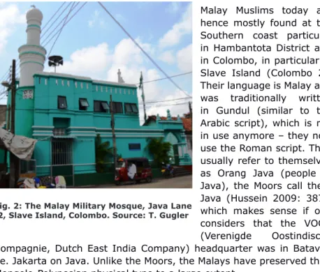 Fig. 2: The Malay Military Mosque, Java Lane  2, Slave Island, Colombo. Source: T. Gugler