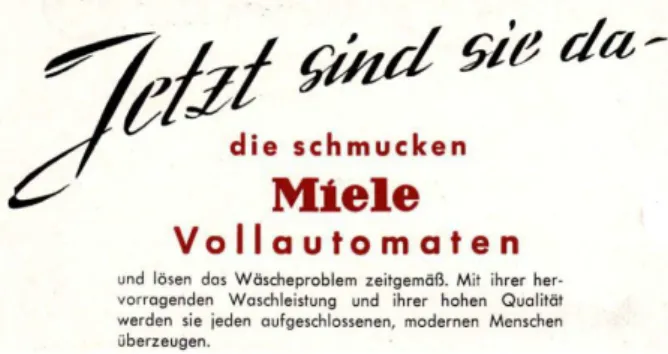 Abbildung 5: Miele Werbeprospekt 1955. Quelle: Miele(1955:2).