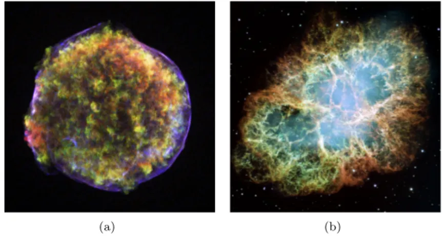 Figure 3.6 — Images of Galactic Neutrino Source Candidates. (a) X-ray image of Tycho’s supernova remnant