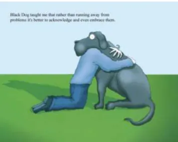Slika 4: Ključna sprememba v Johnstonovem procesu okrevanja je bila, da se je zavračajoči  odnos do črnega psa preoblikoval v sprejemajoči odnos, iz borbe je prešel v sožitje s svojim  depresiranjem