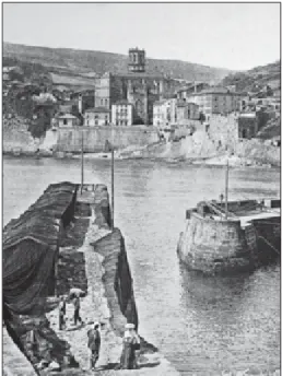 Fig. 3: Vista de Getaria a comienzos del siglo XX  desde el norte, con el puerto en primer término.