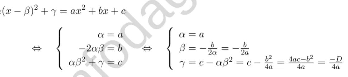Tabel 1.1: Kenmerken van de grafiek van f (x) = ax 2 + bx + c