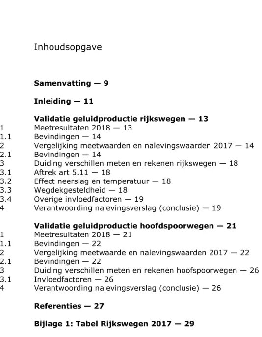 Bijlage 1: Tabel Rijkswegen 2017 — 29 Bijlage 2: Tabel Spoorwegen 2017 — 30 Bijlage 3: Kader — 31