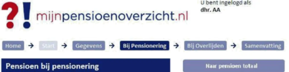 Figuur 11 - Voorbeeldscherm mijnpensioenoverzicht.nl 