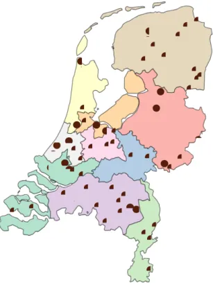 Figuur 5: Geografische verdeling van de deelnemende verpleeghuizen   