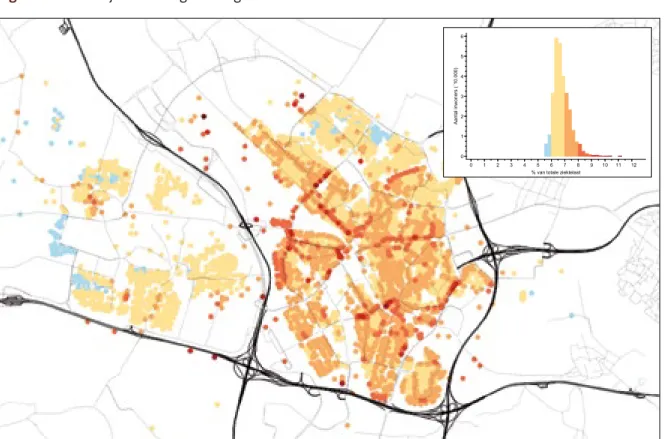 Figuur 6   Ruimtelijke verdeling van de gecumuleerde MGR in Utrecht