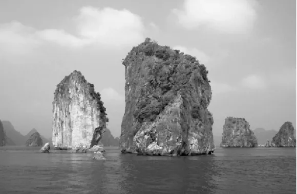 Figuur 9: Kalktorens in de baai van Ha Long 
