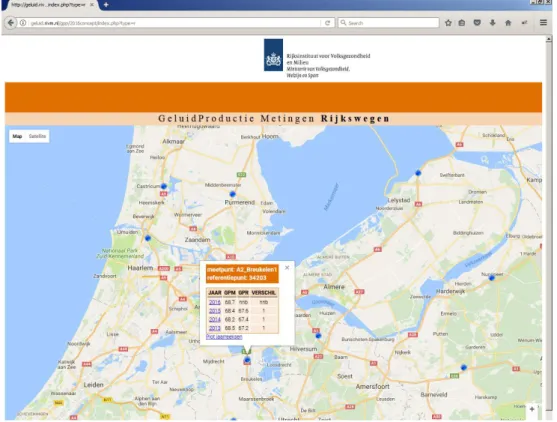 Figuur 1 Overzichtspagina GPP-meetlocaties Rijkswegen  