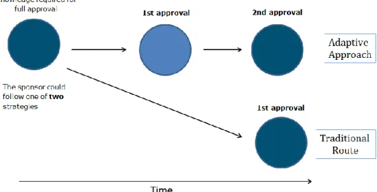 Figure 2. Adaptive pathway registration scenario 2: Conditional approval and  confirmatory studies (EMA, 2014a) 