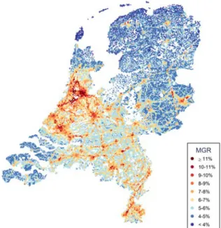 Figuur 2. Cumulatieve milieu gerelateerde gezondheidsrisico (MGR) in  Nederland, uitgedrukt als % van de totale ziektelast (zie bijlage 1 voor meer  informatie) 