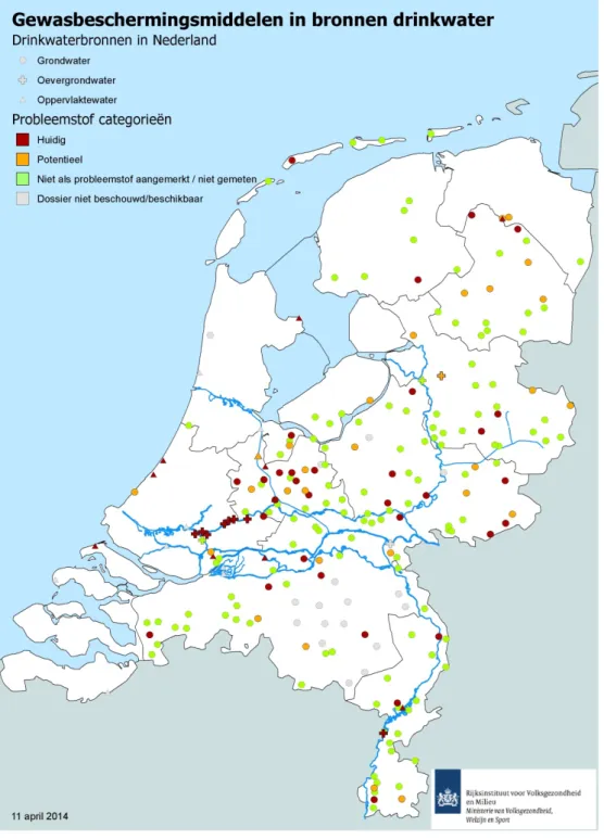 Figuur 2.1: Winningen waarbij één of meer bestrijdingsmiddelen een 