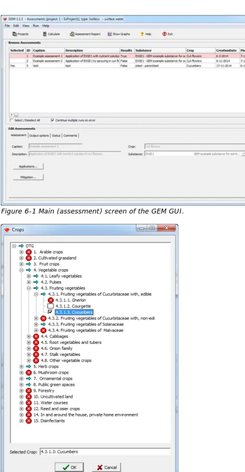 Figure 6-1 Main (assessment) screen of the GEM GUI. 