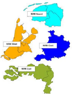 Figuur 4. Ruimtelijke verdeling van de Nederlandse Regionale Modellen 