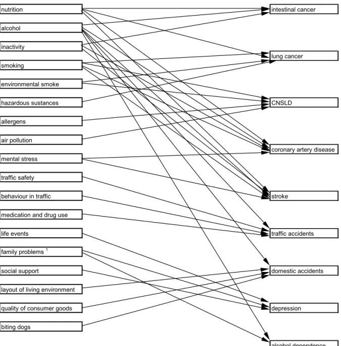 Figure 2.1 Selected determinants and diseases