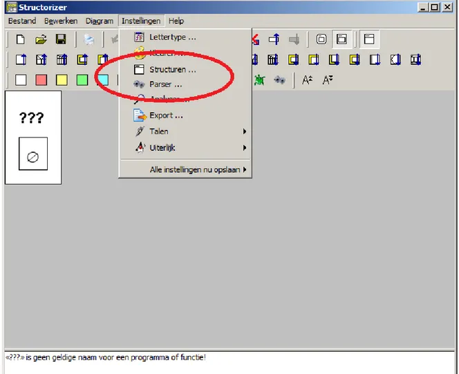 Figuur 7: Structorizer instellingen 