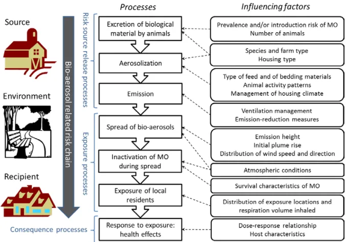Figure 2. Flow diagram of an assessment framework for public health risks associated with zoonotic  pathogen contained in bio-aerosols from livestock farming