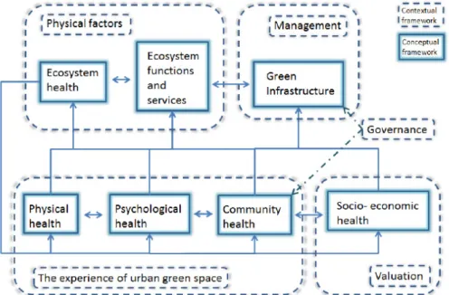 Figure 2.3. Framework linking green infrastructure, ecosystem health and public  health