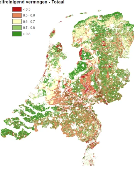 Figuur 4. Het zelfreinigende vermogen van de bodem in Nederland.  