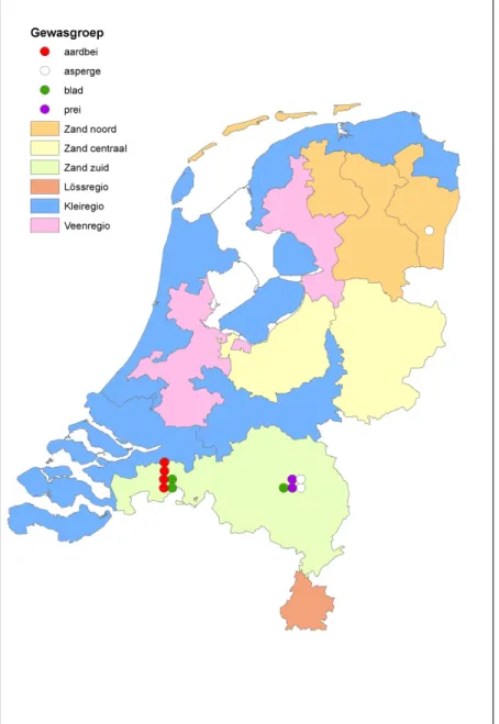 Figuur 4. Schematische (niet werkelijke) locatie van de bedrijven uit het  onderzoek SVz  