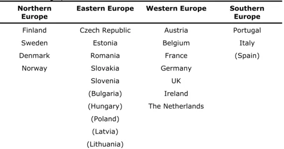 Table 2.2 Geographical distribution of the selected countries a Northern 