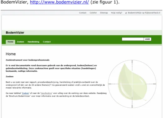 Figuur 1. Schermafdruk van de homepage van BodemVizier. 
