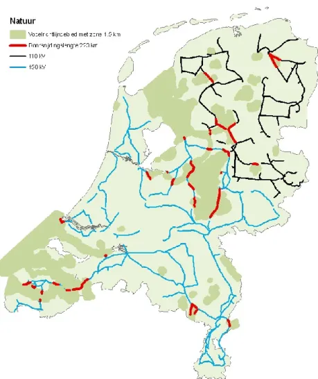 Figuur 4  Doorsnijding van de vogelrichtlijngebieden met een extra zone van  1,5 km (overgenomen uit [5]) 