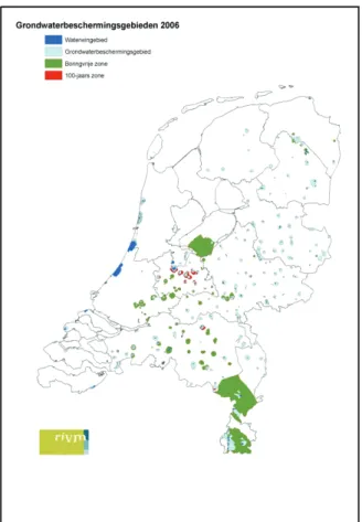 Figuur 3. Grondwaterbeschermingsgebieden in Nederland. 