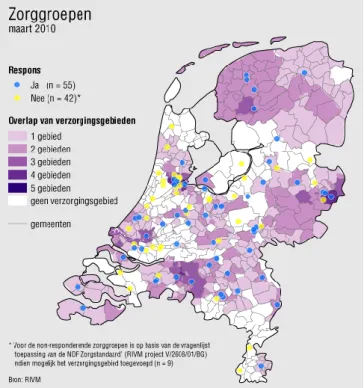 Figuur 3.3: Spreiding van zorggroepen in Nederland (inclusief het zelfgerapporteerde verzorgingsgebied) 