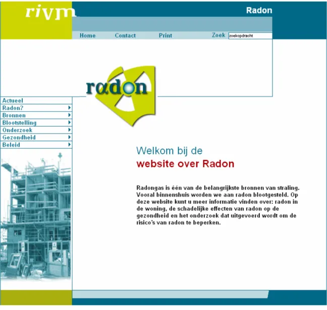 Figuur 1. Openingspagina radonwebsite VERA. 