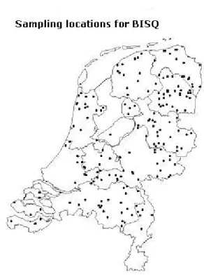 Figure 3 Sampling locations for the BISQ project in the Netherlands (Schouten et al., 2001)