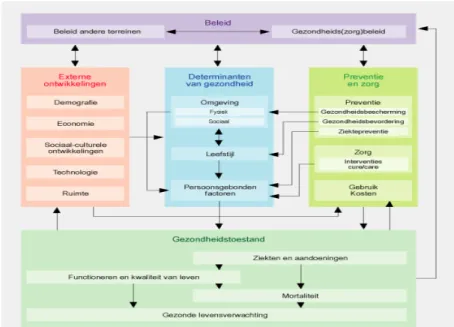 Figuur 1. Het conceptuele model van de volksgezondheid (Bron: De Hollander et al., 2006)  1.1.2 Sociale en fysieke omgeving 