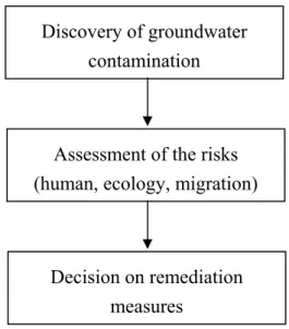 Figure 1.1 General and simplified approach to soil and groundwater contamination. 