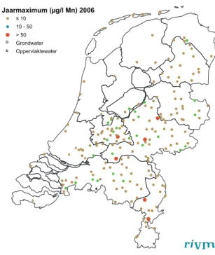 Figuur 2.7 Hoogste meetwaarde van mangaan in reinwaterFiguur 2.6 Hoogste meetwaarde van ijzer in reinwater