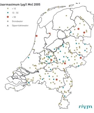 Figuur 2.7 Hoogste meetwaarde van mangaan in reinwaterFiguur 2.6 Hoogste meetwaarde van ijzer in reinwater