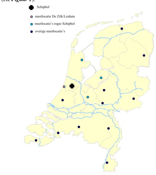 Figuur 1.  Meetlocaties van het Landelijk Meetnet Regenwatersamenstelling 